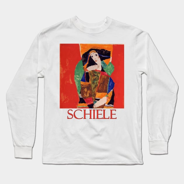 Portrait of a Woman by Egon Schiele Long Sleeve T-Shirt by Naves